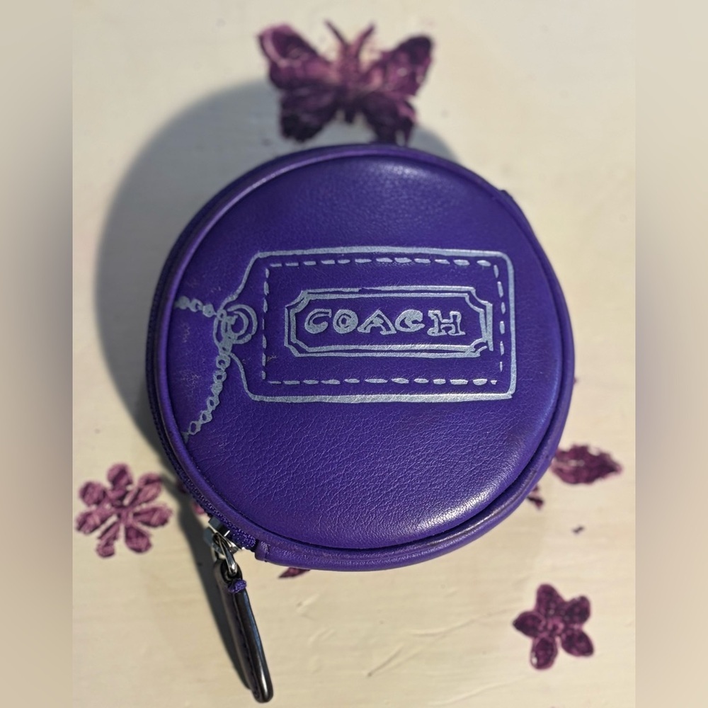 Coach Purple Key Card Holder with Tag Logo! RARE